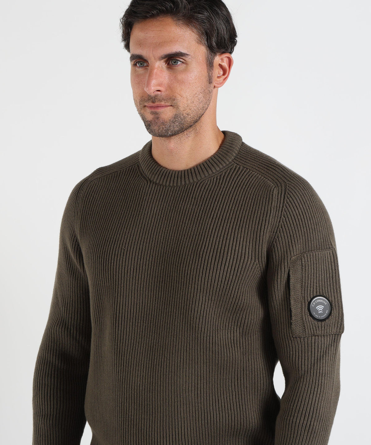 Maglie C.P. COMPANY Full Rib Cotton Lens Crewneck Sweater Militare | C.P. COMPANY