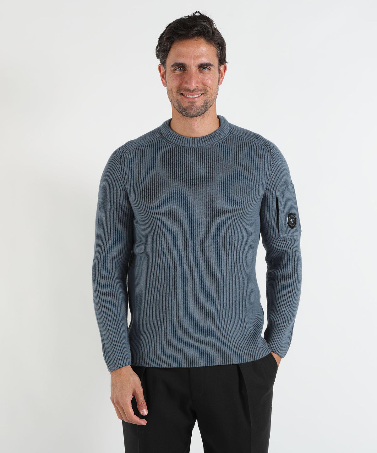 C.P. COMPANY Full Rib Cotton Lens Crewneck Sweater