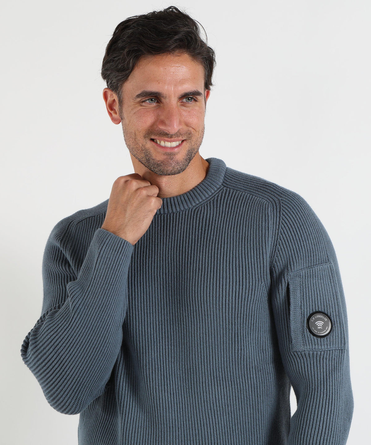 C.P. COMPANY Full Rib Cotton Lens Crewneck Sweater