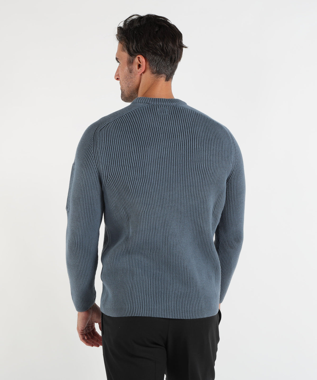 Maglie C.P. COMPANY Full Rib Cotton Lens Crewneck Sweater Cobalto | C.P. COMPANY