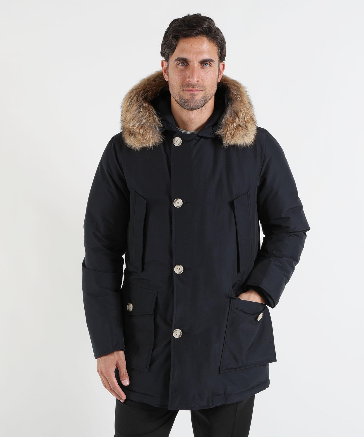 WOOLRICH Arctic Parka in Ramar Cloth con pelliccia removibile