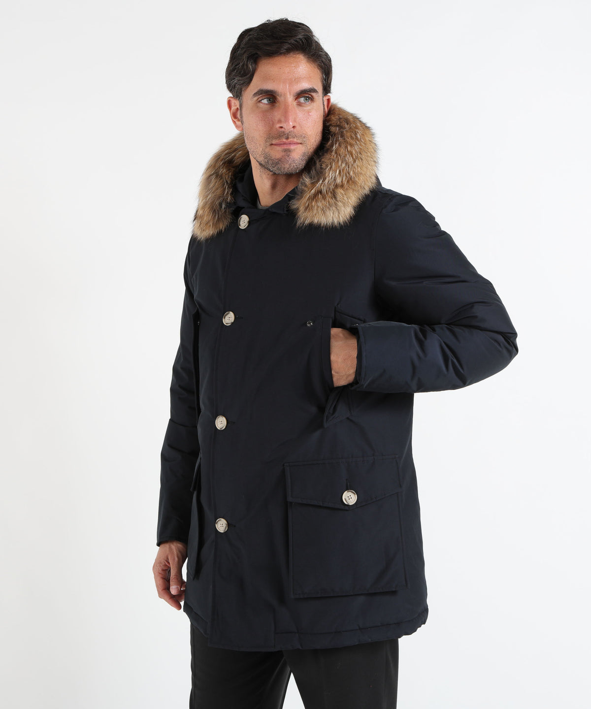 WOOLRICH Arctic Parka in Ramar Cloth con pelliccia removibile