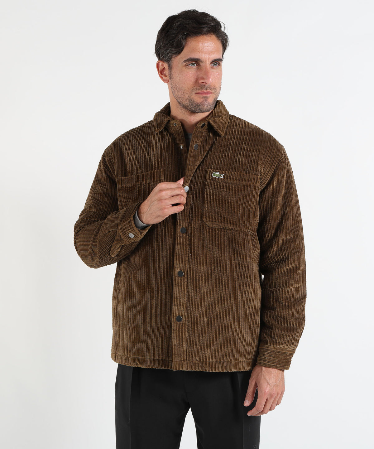 Camicie LACOSTE Overshirt imbottita in velluto a coste Marrone | LACOSTE