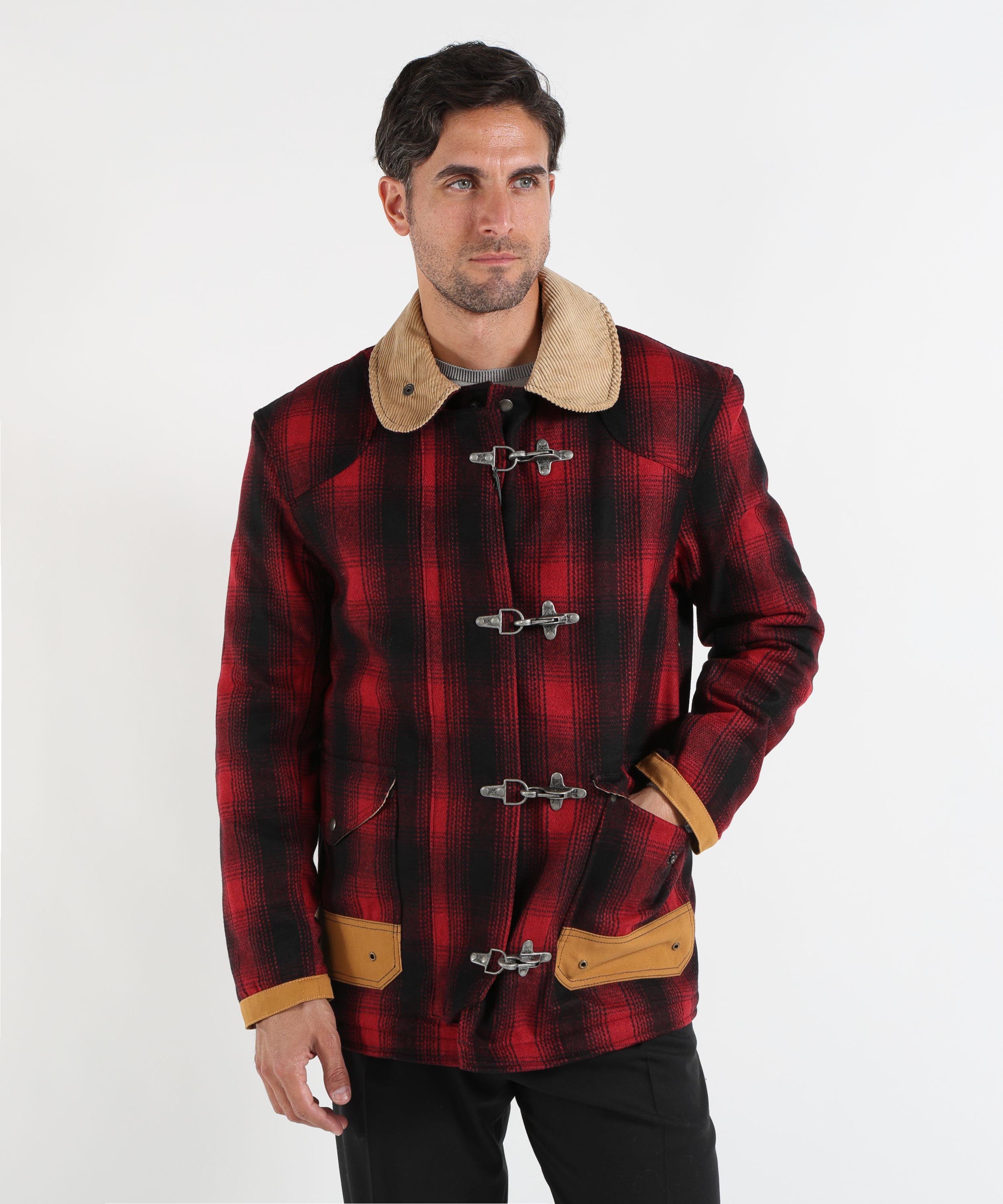 Giacche CHESAPEAKE'S Giacca Uomo Chesapeake’s Bedford Wool Check in Pura Lana Rosso | CHESAPEAKE'S