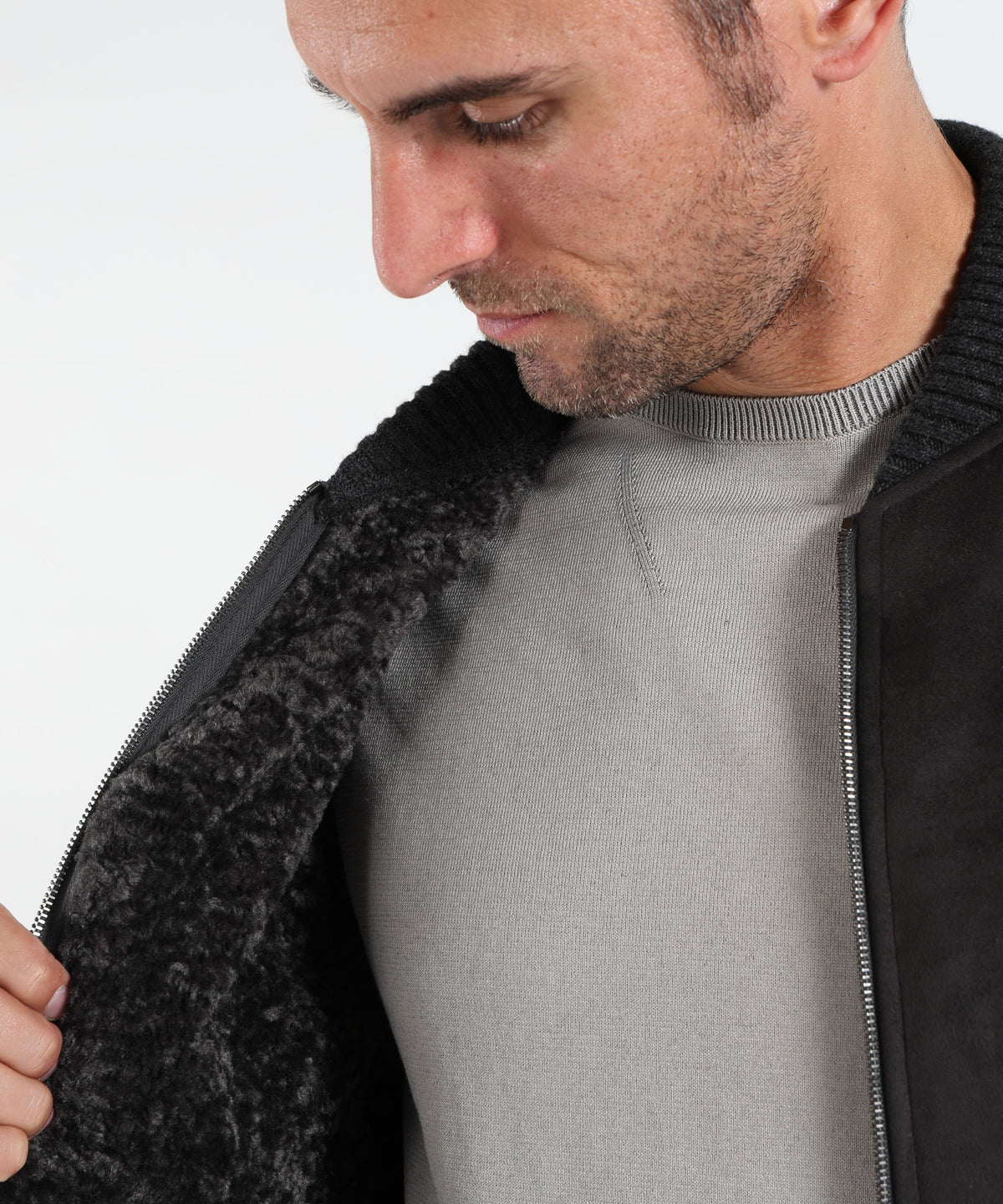 HERNO Bomber con effetto pelle scamosciata