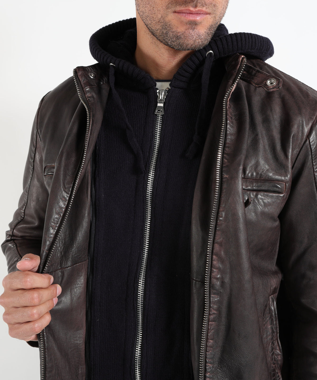 THE JACK LEATHERS Giacca in pelle Moreno da uomo con finitura spray naturale