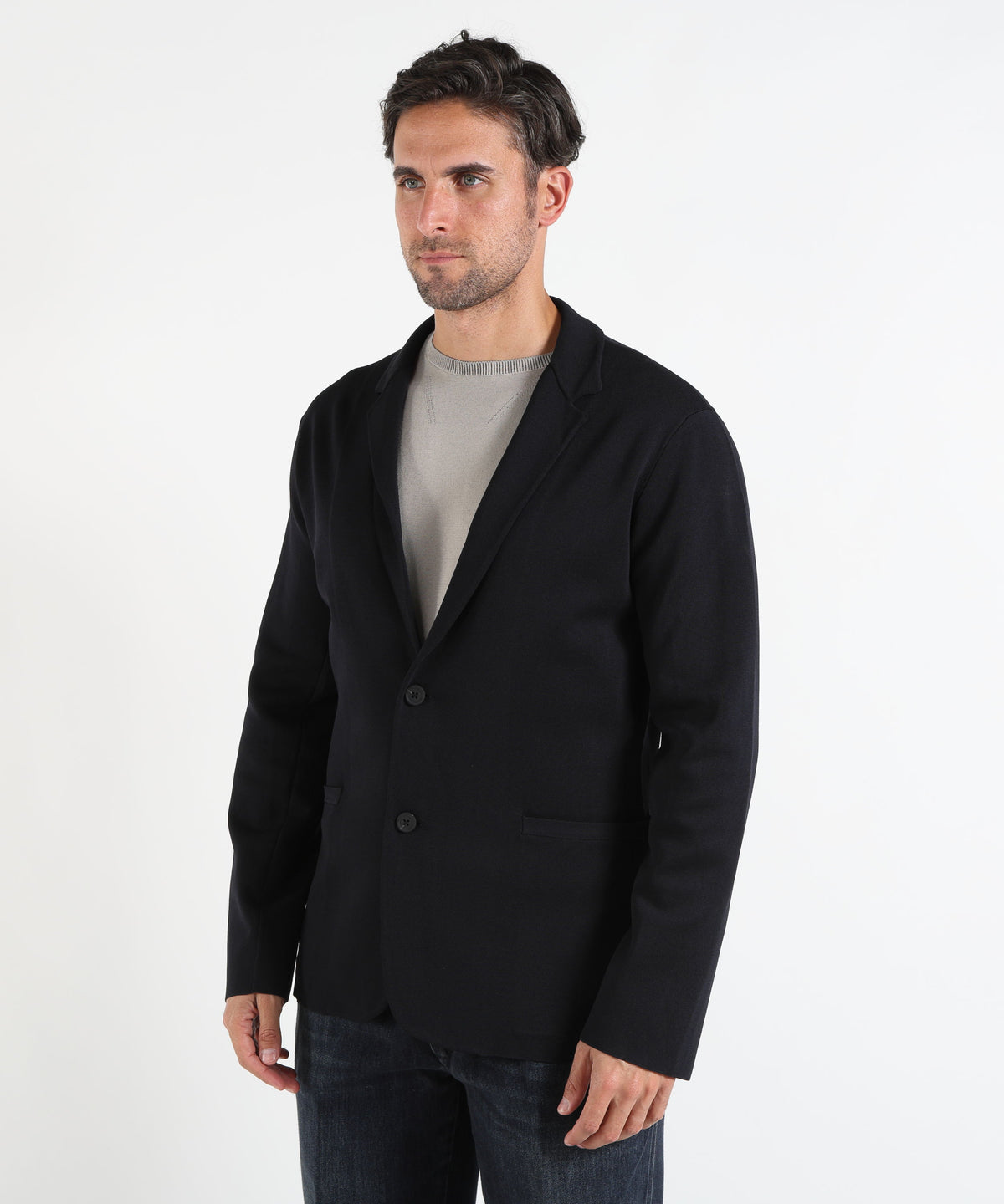 Giacche EMPORIO ARMANI Blazer monopetto in tessuto punto stoffa Travel Essential Blu | EMPORIO ARMANI