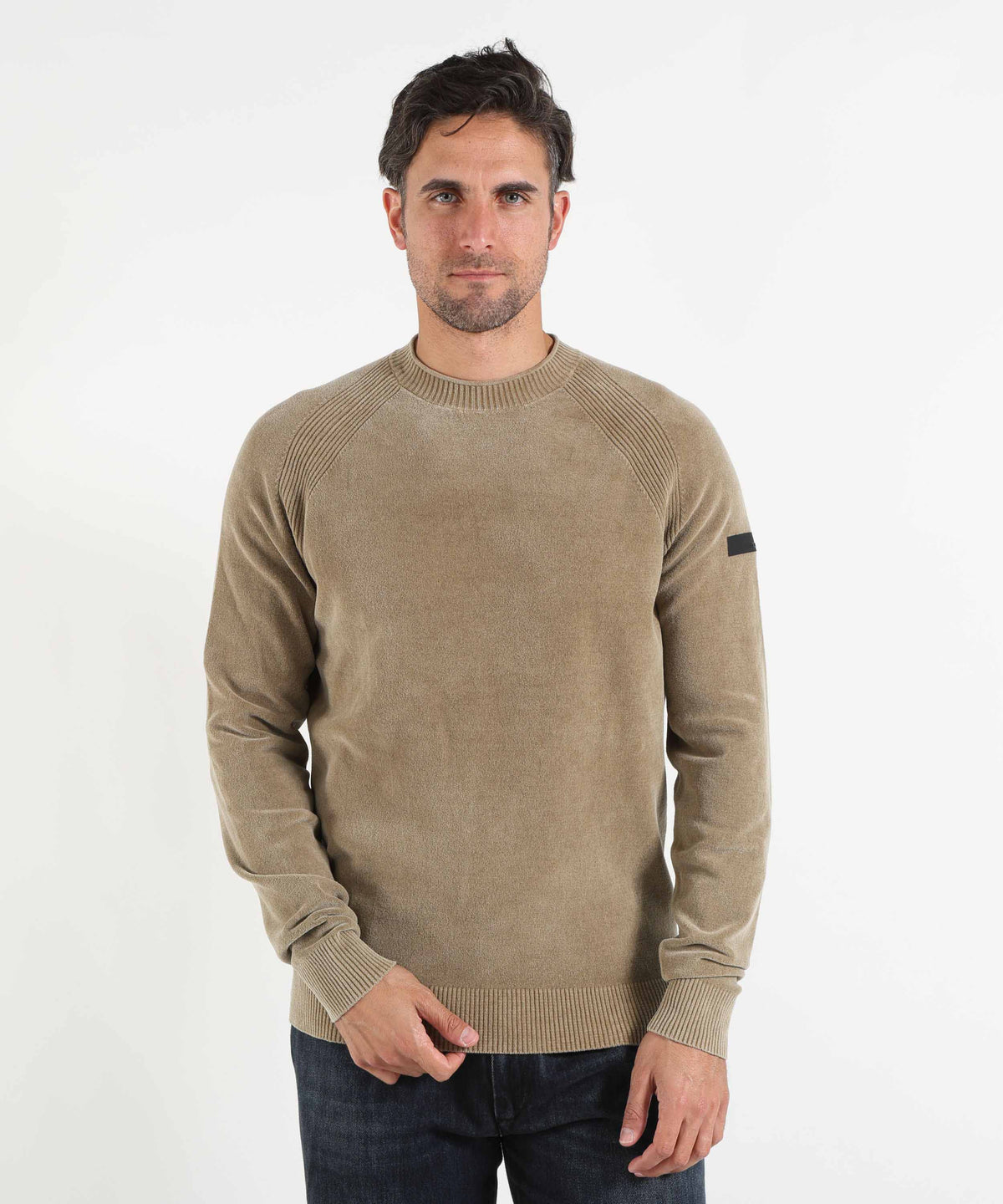 Maglie RRD Velvet Techno Wash Round Knit Tortora | RRD