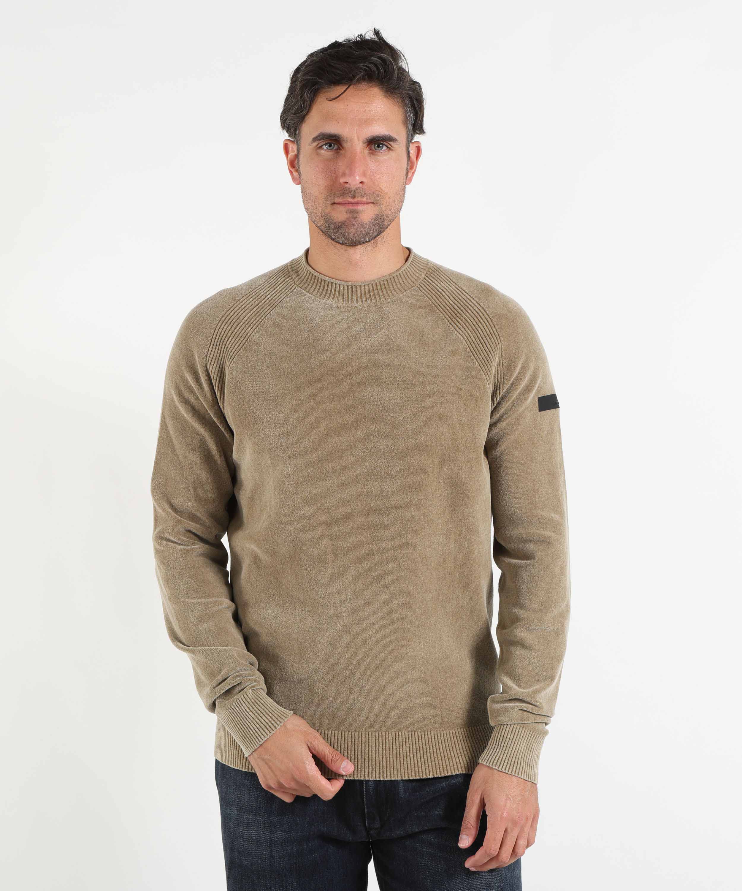 Maglie RRD Velvet Techno Wash Round Knit Tortora | RRD