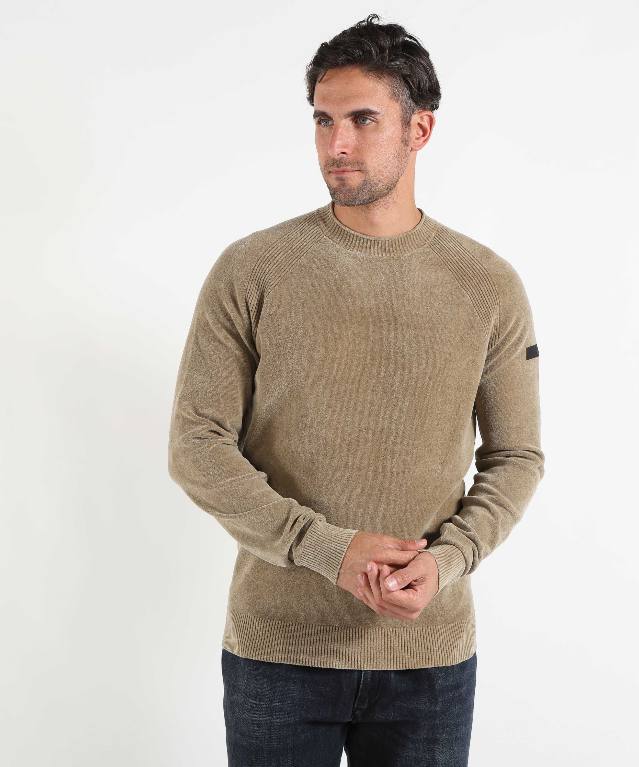 Maglie RRD Velvet Techno Wash Round Knit Tortora | RRD