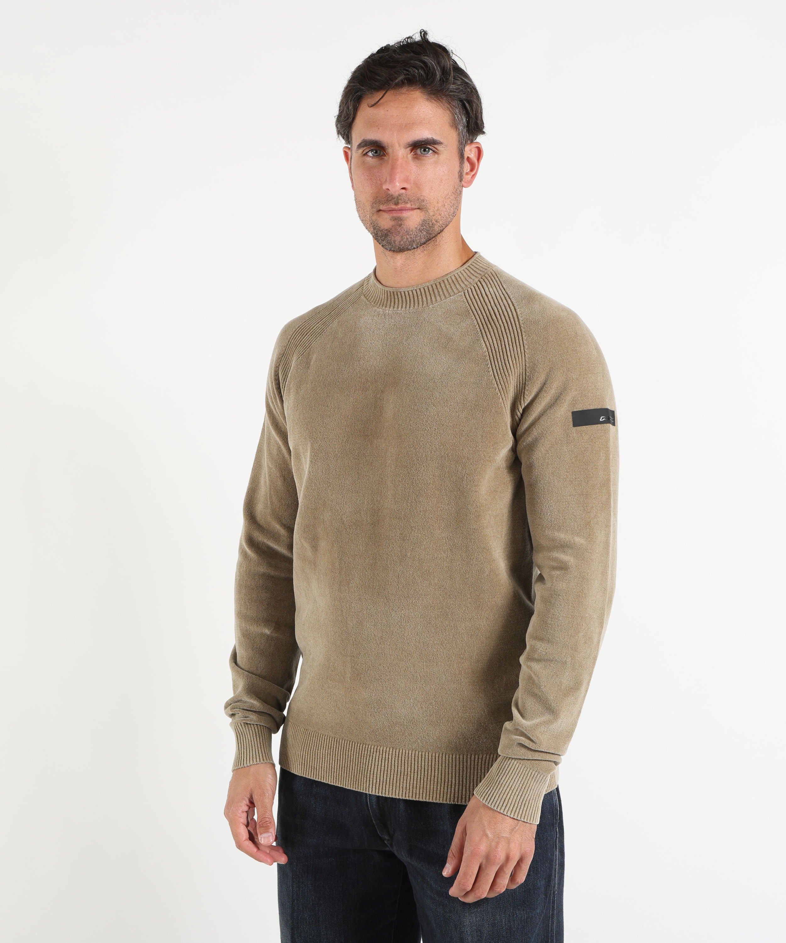 Maglie RRD Velvet Techno Wash Round Knit Tortora | RRD