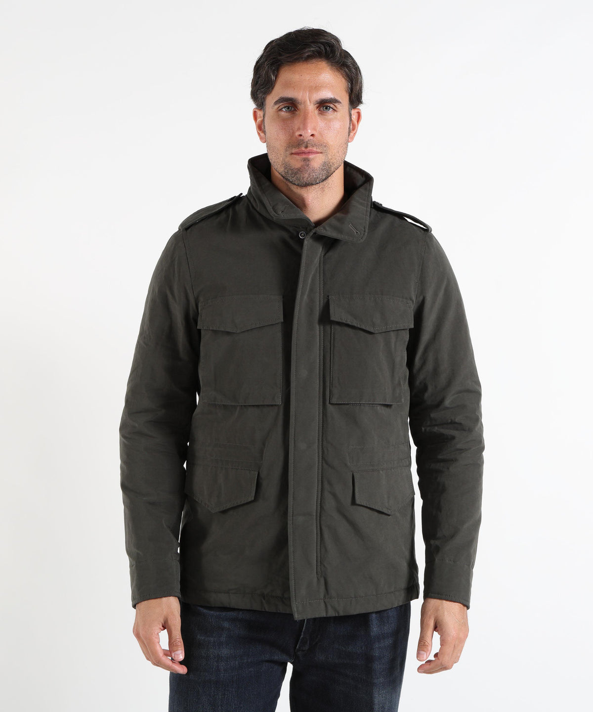 Giacche ASPESI MINI FIELD JACKET COT IN TELA DI MISTO COTONE Grigio | ASPESI