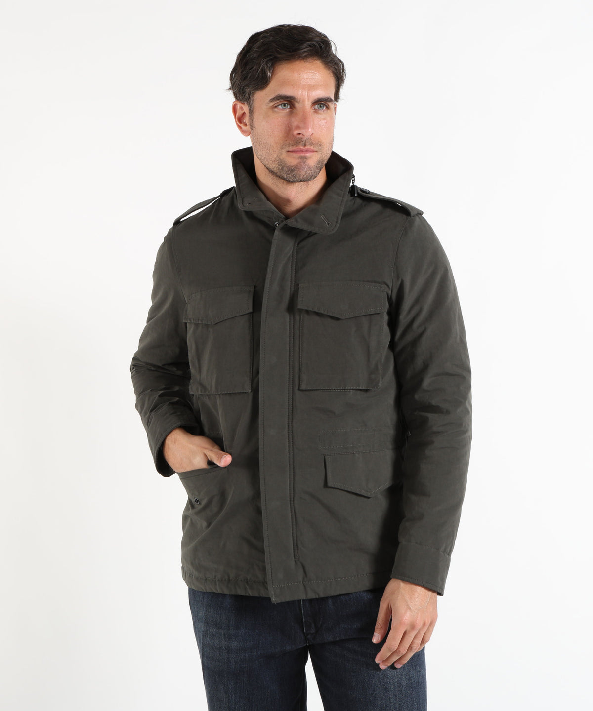 Giacche ASPESI MINI FIELD JACKET COT IN TELA DI MISTO COTONE Grigio | ASPESI
