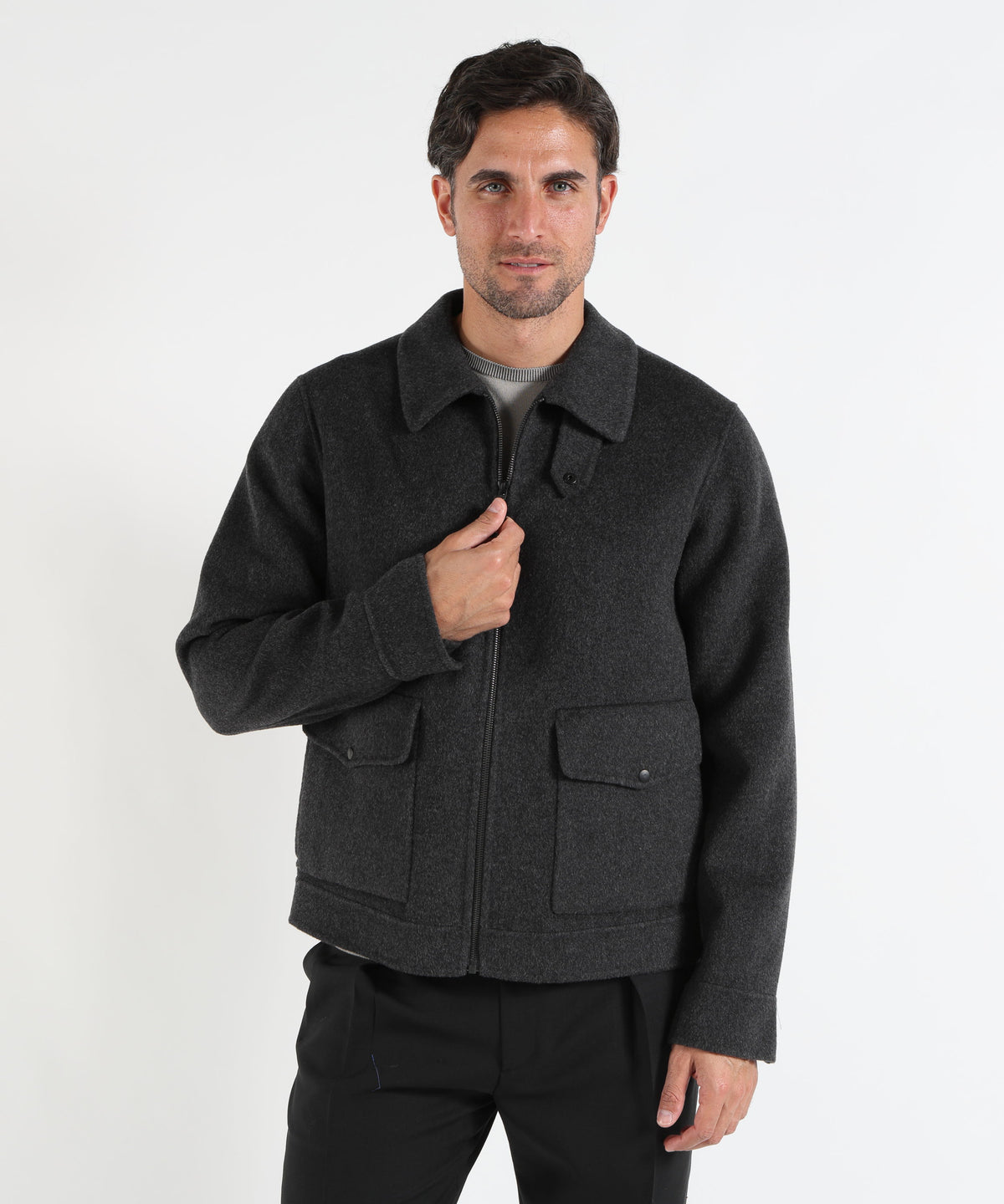 Giubbini ASPESI GIUBBOTTO IN LANA DOUBLE Antracite | ASPESI