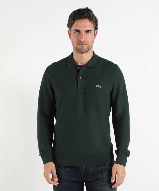 Pullover LACOSTE Polo a maniche lunghe regular fit in maglia Verde | LACOSTE
